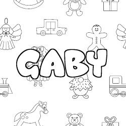 Coloring page first name GABY - Toys background