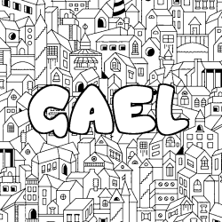 Coloring page first name GAEL - City background