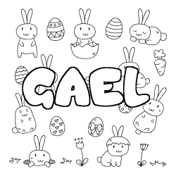 Coloring page first name GAEL - Easter background