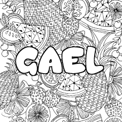 Coloring page first name GAEL - Fruits mandala background