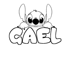 Coloring page first name GAEL - Stitch background