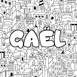 Coloring page first name GAËL - City background