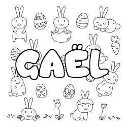 Coloring page first name GAËL - Easter background