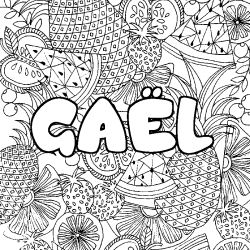 Coloring page first name GAËL - Fruits mandala background