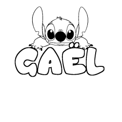 Coloring page first name GAËL - Stitch background
