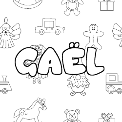 Coloring page first name GAËL - Toys background