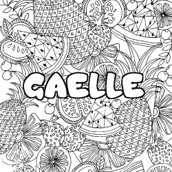 Coloring page first name GAELLE - Fruits mandala background