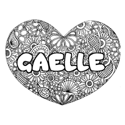 Coloring page first name GAELLE - Heart mandala background