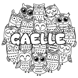 Coloring page first name GAELLE - Owls background