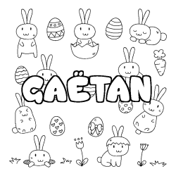 Coloring page first name GAËTAN - Easter background