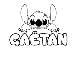 Coloring page first name GAËTAN - Stitch background