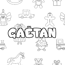 Coloring page first name GAËTAN - Toys background