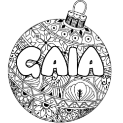 Coloring page first name GAIA - Christmas tree bulb background