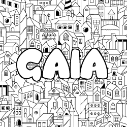 Coloring page first name GAIA - City background