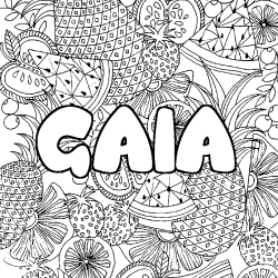 Coloring page first name GAIA - Fruits mandala background