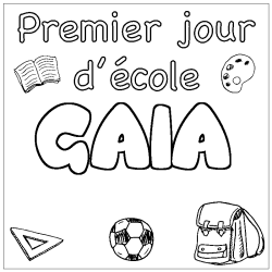 Coloring page first name GAIA - School First day background