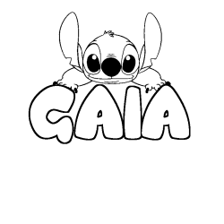 Coloring page first name GAIA - Stitch background