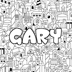 Coloring page first name GARY - City background