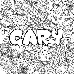 Coloring page first name GARY - Fruits mandala background
