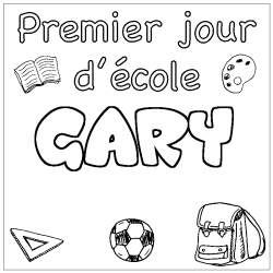 Coloring page first name GARY - School First day background
