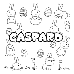 Coloring page first name GASPARD - Easter background