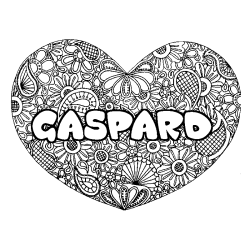 Coloring page first name GASPARD - Heart mandala background