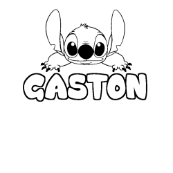 Coloring page first name GASTON - Stitch background