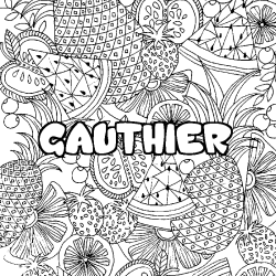 Coloring page first name GAUTHIER - Fruits mandala background