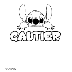 Coloring page first name GAUTIER - Stitch background