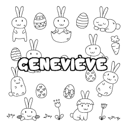 Coloring page first name GENEVIÈVE - Easter background