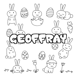 Coloring page first name GEOFFRAY - Easter background