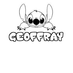 Coloring page first name GEOFFRAY - Stitch background
