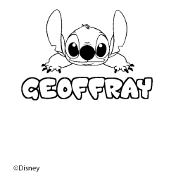 Coloring page first name GEOFFRAY - Stitch background