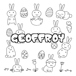 Coloring page first name GEOFFROY - Easter background