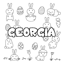 Coloring page first name GEORGIA - Easter background
