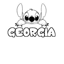 Coloring page first name GEORGIA - Stitch background