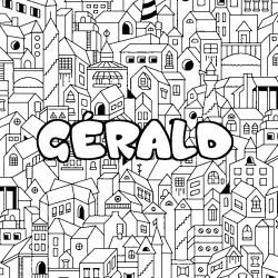 Coloring page first name GÉRALD - City background