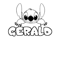 Coloring page first name GÉRALD - Stitch background