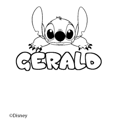 Coloring page first name GÉRALD - Stitch background