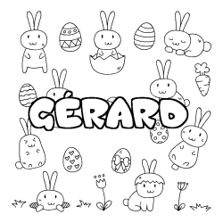 Coloring page first name GÉRARD - Easter background