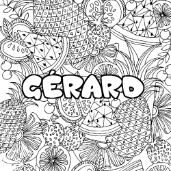 Coloring page first name GÉRARD - Fruits mandala background