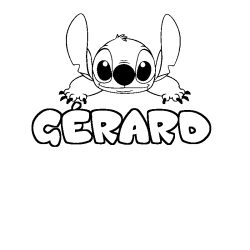 Coloring page first name GÉRARD - Stitch background