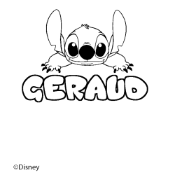 Coloring page first name GERAUD - Stitch background