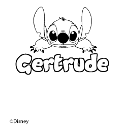 Coloring page first name Gertrude - Stitch background