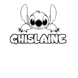 Coloring page first name GHISLAINE - Stitch background