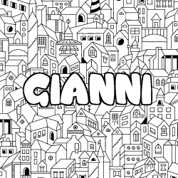 Coloring page first name GIANNI - City background