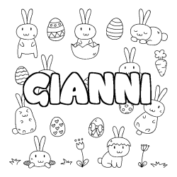 Coloring page first name GIANNI - Easter background