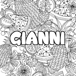 Coloring page first name GIANNI - Fruits mandala background