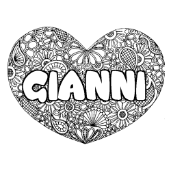 Coloring page first name GIANNI - Heart mandala background