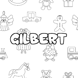 Coloring page first name GILBERT - Toys background